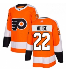 Mens Adidas Philadelphia Flyers 22 Dale Weise Authentic Orange Home NHL Jersey 