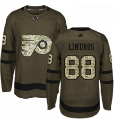 Mens Adidas Philadelphia Flyers 88 Eric Lindros Authentic Green Salute to Service NHL Jersey 