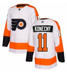 Womens Adidas Philadelphia Flyers 11 Travis Konecny Authentic White Away NHL Jersey 