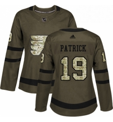 Womens Adidas Philadelphia Flyers 19 Nolan Patrick Authentic Green Salute to Service NHL Jersey 