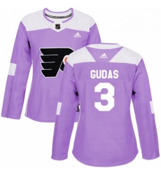 Womens Adidas Philadelphia Flyers 3 Radko Gudas Authentic Purple Fights Cancer Practice NHL Jersey 