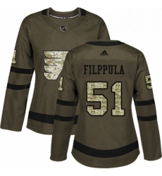 Womens Adidas Philadelphia Flyers 51 Valtteri Filppula Authentic Green Salute to Service NHL Jersey 