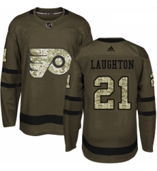 Youth Adidas Philadelphia Flyers 21 Scott Laughton Premier Green Salute to Service NHL Jersey 