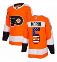 Youth Adidas Philadelphia Flyers 5 Samuel Morin Authentic Orange USA Flag Fashion NHL Jersey 