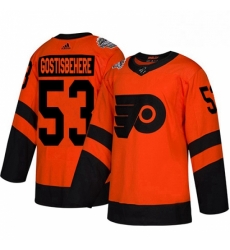 Youth Adidas Philadelphia Flyers 53 Shayne Gostisbehere Orange Authentic 2019 Stadium Series Stitched NHL Jersey 