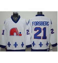 Quebec Nordiques #21 Peter Forsberg White CCM Throwback Stitched NHL Jersey