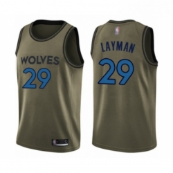 Mens Minnesota Timberwolves 29 Jake Layman Swingman Green Salute to Service Basketball Jersey 