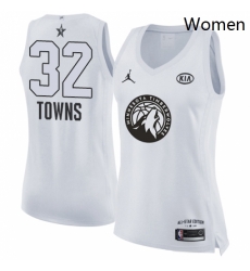 Womens Nike Jordan Minnesota Timberwolves 32 Karl Anthony Towns Swingman White 2018 All Star Game NBA Jersey