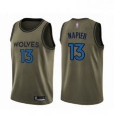 Youth Minnesota Timberwolves 13 Shabazz Napier Swingman Green Salute to Service Basketball Jersey 