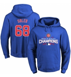 MLB Men Chicago Cubs 68 Jorge Soler Royal 2016 World Series Champions Walk Pullover Hoodie