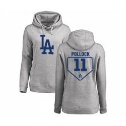 Baseball Women Los Angeles Dodgers 11 A J Pollock Gray RBI Pullover Hoodie