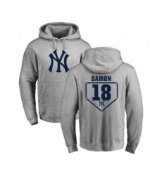 Men MLB Nike New York Yankees 18 Johnny Damon Gray RBI Pullover Hoodie