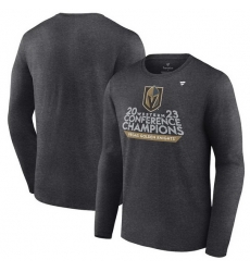 Men Vegas Golden Knights Heather Charcoal 2023 Western Conference Champions Locker Room Long Sleeve T Shirt