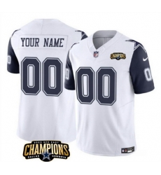 Men Dallas Cowboys Active Player Custom White Navy 2023 F U S E  NFC East Champions Patch Stitched Football Jersey