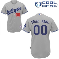 Men Women Youth All Size Los Angeles Dodgers Majestic Cool Base Custom Jersey Grey 3