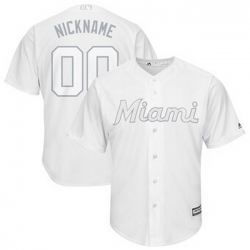 Men Women Youth Toddler All Size Miami Marlins Majestic 2019 Players Weekend Cool Base Roster Custom White Jersey