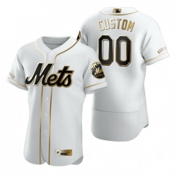 Men Women Youth Toddler All Size New York Mets Custom Nike White Stitched MLB Flex Base Golden Edition Jersey