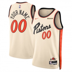 Men Detroit Pistons Active Player Custom Cream 2024 25 City Edition Stitched Basketball Jersey