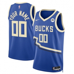 Men Milwaukee Bucks Active Player Custom Royal 2024 25 City Edition Stitched Basketball Jersey