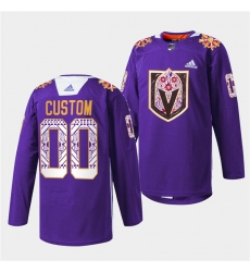 Men Vegas Golden Knights Custom Purple Hispanic Heritage Warmup Stitched Jersey