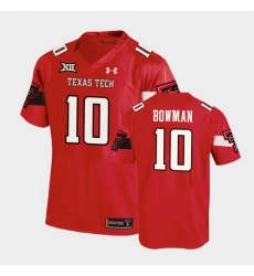 Men Texas Tech Red Raiders Alan Bowman Replica Red Football Team Jersey