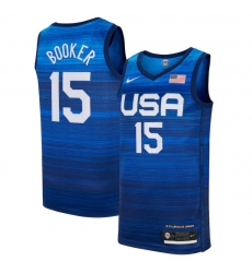 Men's USA Team Devin Booker Away Blue 2021 Tokyo Olympics Jersey II