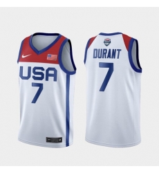 Men's USA Team Kevin Durant Home White 2021 Tokyo Olympics Jersey