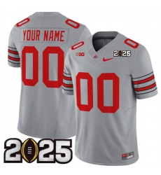 Men Ohio State Buckeyes Active Player Custom Grey 2025 CFP Final Patch F U S E  Vapor Limited Stitched Football Jersey