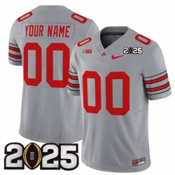 Men Ohio State Buckeyes Active Player Custom Grey 2025 CFP Final Patch F U S E  Vapor Limited Stitched Football Jersey