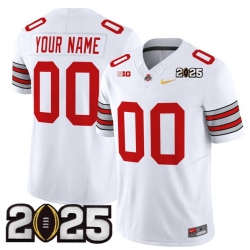 Men Ohio State Buckeyes Active Player Custom White Gold 2025 CFP Final Patch F U S E  Vapor Limited Stitched Football Jersey