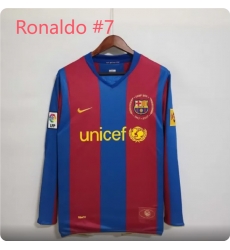 Men Barcelona Ronaldo #7 Home Long Sleeve Soccer Jersey