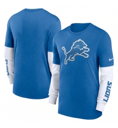 Men Detroit Lions Heather Blue Slub Fashion Long Sleeve T Shirt