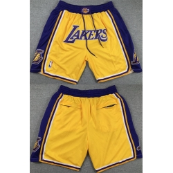 Men Los Angeles Lakers Yellow Purple Shorts  28Run Small 29