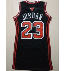 Women Chicago Bulls 23 Michael Jordan Dress Stitched Jersey Black II