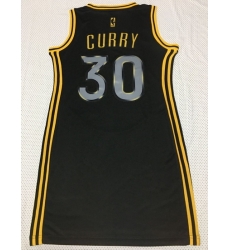 Women Golden Warriors 30 Stephen Curry Dress Stitched Jersey Black II