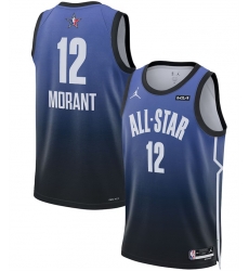 Men 2023 All Star 12 Ja Morant Blue Game Swingman Stitched Basketball Jersey