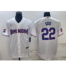 Men Dominican Republic Baseball 22 Juan Soto 2023 White World Baseball Classic Stitched Jersey