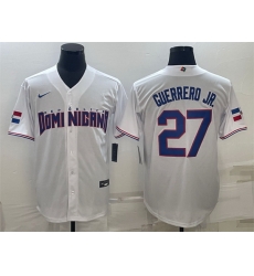 Men Dominican Republic Baseball 27 Vladimir Guerrero Jr  2023 White World Baseball Classic Stitched Jersey