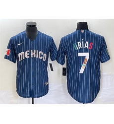 Men Mexico Baseball 7 Julio Urias 2023 Navy World Baseball Classic Stitched Jerseys