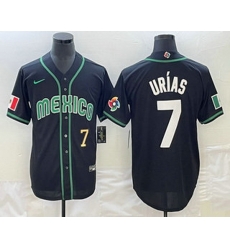 Men's Mexico Baseball #7 Julio Urias Number 2023 Black White World Classic Stitched Jersey