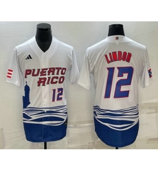 Mens Puerto Rico Baseball #23 Francisco Lindor Number White 2023 World Baseball Classic Stitched Jersey