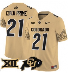 Men Colorado Buffaloes #21 Coach Prime Gold Vapor Limited Stitched Football Jersey