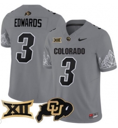 Men Colorado Buffaloes #3 Dylan Edwards Gray Vapor Limited Stitched Football Jersey