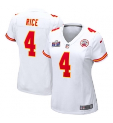 Women Kansas City Chiefs 4 Rashee Rice White 2023 F U S E  Vapor Untouchable Limited Stitched 2024 Super Bowl LVIII Jersey