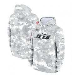 Youth New York Jets 2024 White Gray Salute To Service Pullover Hoodie