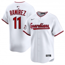 Men Cleveland Guardians 11 Jose Ramirez White Home Limited Stitched Baseball Jersey