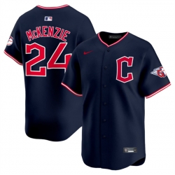 Men Cleveland Guardians 24 Triston McKenzie Navy 2025 Alternate Limited Stitched Baseball Jersey