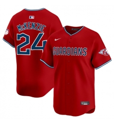 Men Cleveland Guardians 24 Triston McKenzie Red Alternate Limited Stitched Baseball Jersey