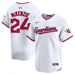 Men Cleveland Guardians 24 Triston McKenzie White Home Limited Stitched Baseball Jersey