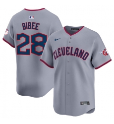 Men Cleveland Guardians 28 Tanner Bibee Grey 2025 Alternate Limited Stitched Baseball Jersey